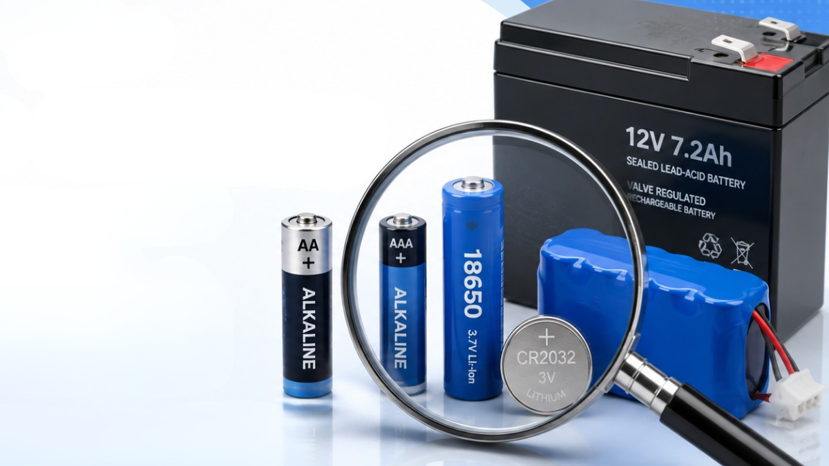 Different battery types used to identify the correct replacement battery