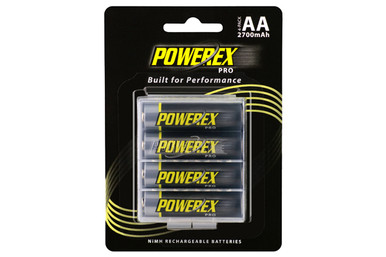 AA NiMH Powerex PRO Rechargeable Batteries (2700 mAh) with Battery Case (4 Card)