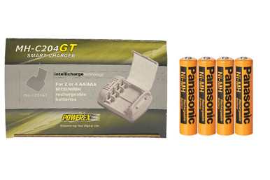 Powerex MH-C204GT AA / AAA Smart Battery Charger & 4 AAA Panasonic 700 mAh NiMH Rechargeable Batteries (Low Discharge)