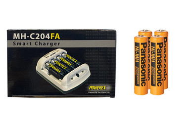Powerex MH-C204FA AA / AAA Smart Charger & 4 x AAA Panasonic 700 mAh NiMH Batteries (Low Discharge)