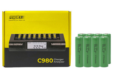 Powerex C980 Smart Charger & 8 AA NiMH Batteries (2700 mAh)