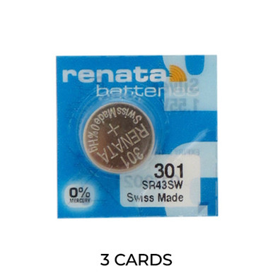 3-Pack 301 / 386 / SR43SW Renata Silver Oxide Button Batteries