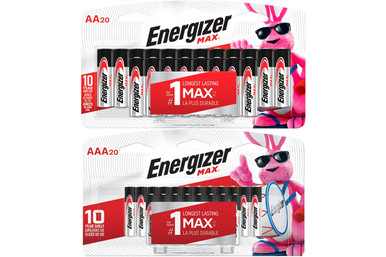 20 AA + 20 AAA Energizer MAX Alkaline Battery Combo (On Cards)