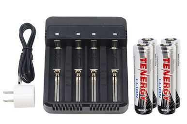 4-Slot Li-ion Battery Charger + 4 x Tenergy 18650 3.6V  Li-Ion Batteries (2600 mAh) w/ PCB