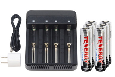 4-Slot Li-Ion Charger + 6 x Tenergy 18650 3.6V Li-Ion (2600 mAh) w/ PCB