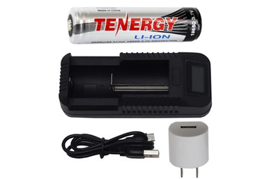 1-Slot Li-Ion Charger w/ LCD Display + 18650 3.6V Tenergy  Lithium Ion Battery (2600 mAh) w/ PCB