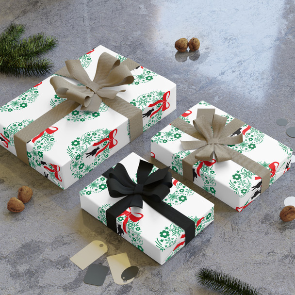 Cavaliers Standing Man Wreath White Wrapping Paper