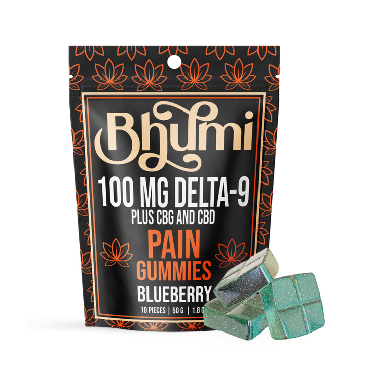 Bhumi Pain Blueberry Gummies - 100 mg D9, 400 mg CBG, 400 mg CBD
