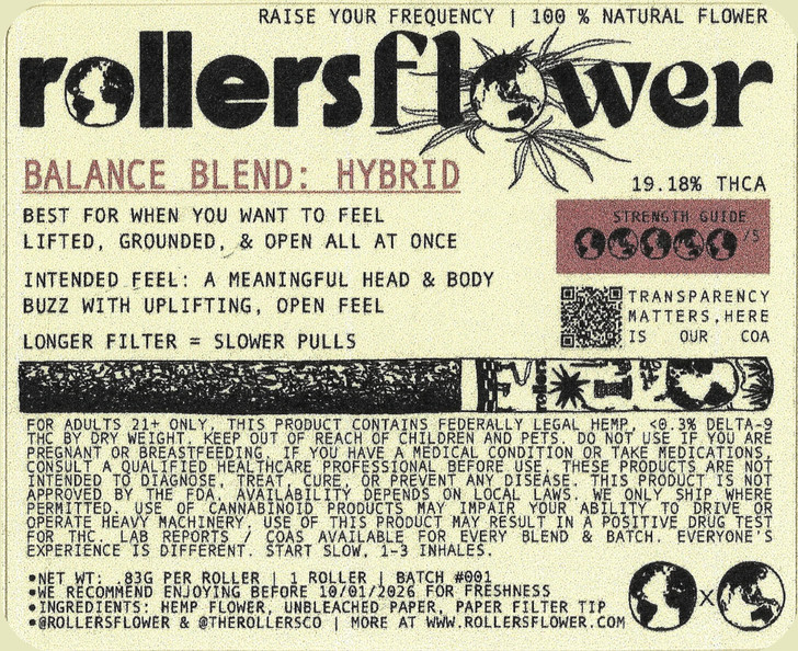rollersflower- Balance Blend- Hybrid 19.18 % THCa