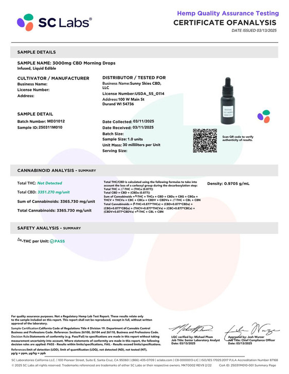 Morning Drops- CBD Tincture- Sunny Skies CBD