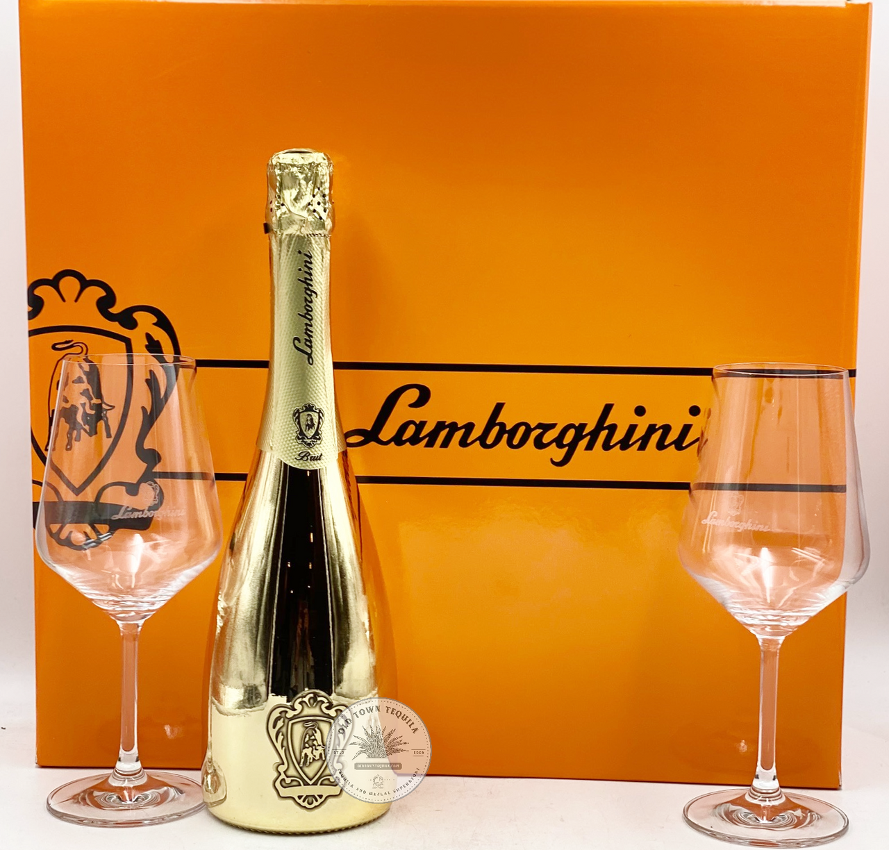 Lamborghini Oro Vino Spumante W/Gift Set Crystal Glasses - Old Town Tequila