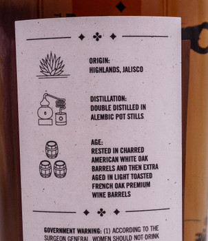 Mico Extra Anejo Double Barrel Tequila back label