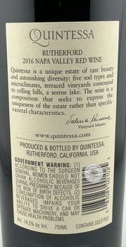 Quintessa Rutherford Napa Valley Red Wine 2016 label for 750ml