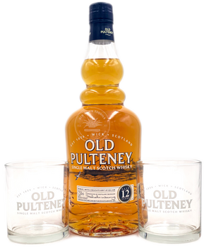 Old Pulteney Single Malt Scotch  Aged 12 Years with TWO glasses