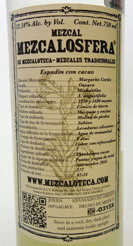 Mezcalosfera de Mezcaloteca Con Cacao Mezcal  label
