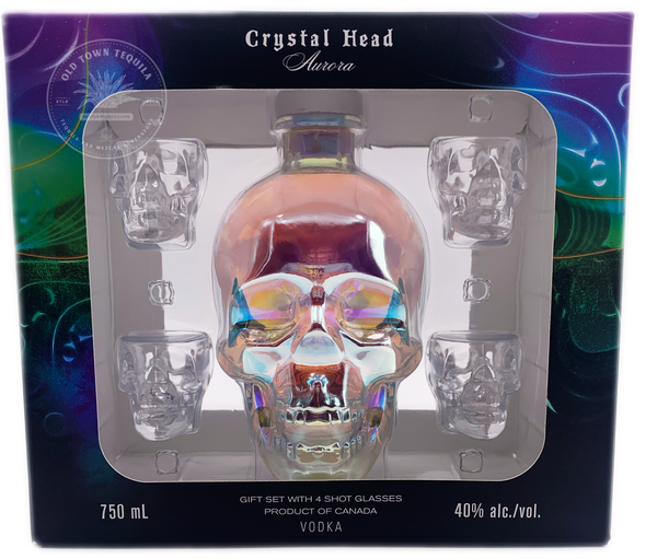 Crystal Head Aurora Vodka Gift Set w/ Shot Glasses 750ml