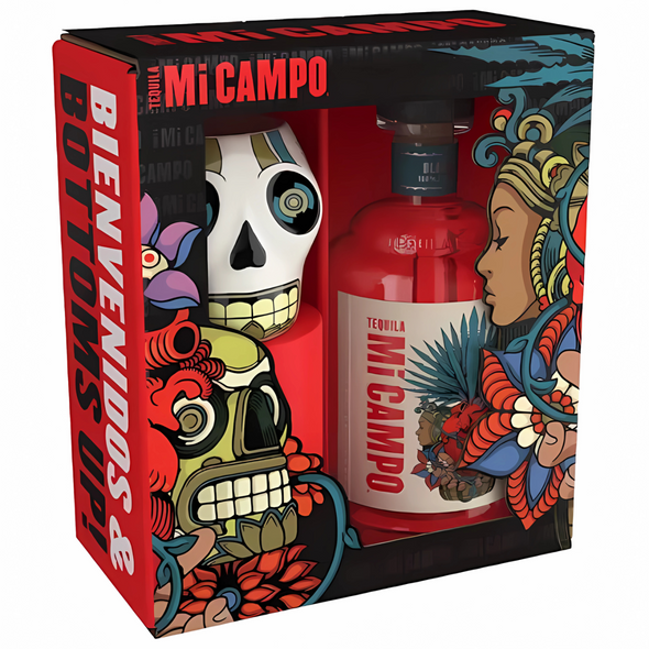 Mi Campo Blanco Tequila Gift Set with Skull Mug