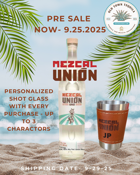 MEZCAL UNION UNO JOVEN 750ML shot glass promo