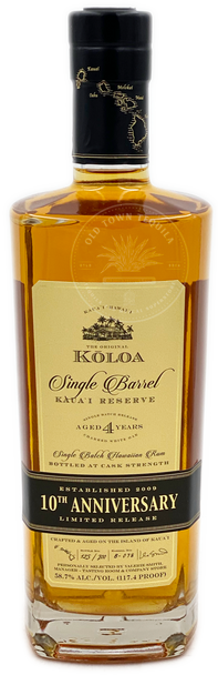 The Original Koloa Single Barrel Kauai Reserve 10th Anniversary Hawaiian Rum 4 Year