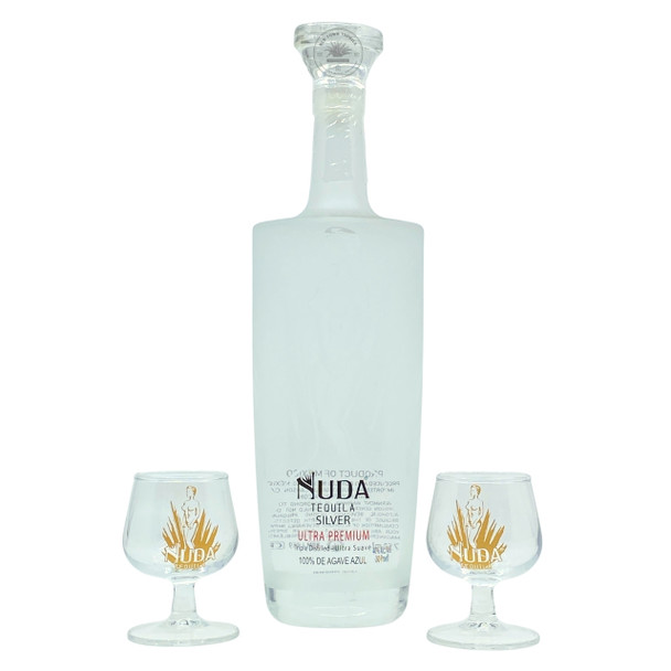 Nuda Silver Tequila With 2 Snifter Glasses
