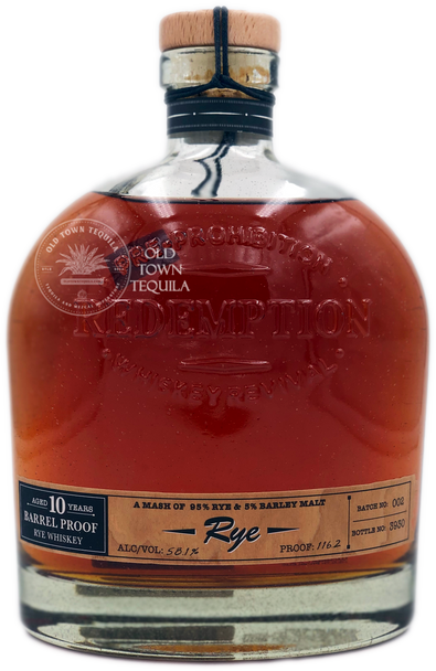 Redemption Pre-Prohibition Whiskey Revival Rye Aged 10 Years