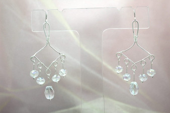 Chandelier Silver Clear Faceted Earrings