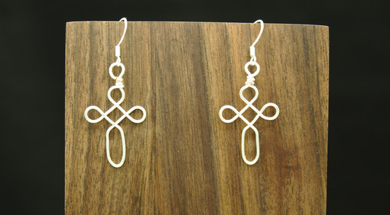 Small Silver Wire Celtic Cross Earrings