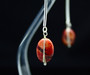 Red Unikite Bent Silver Tube Earrings