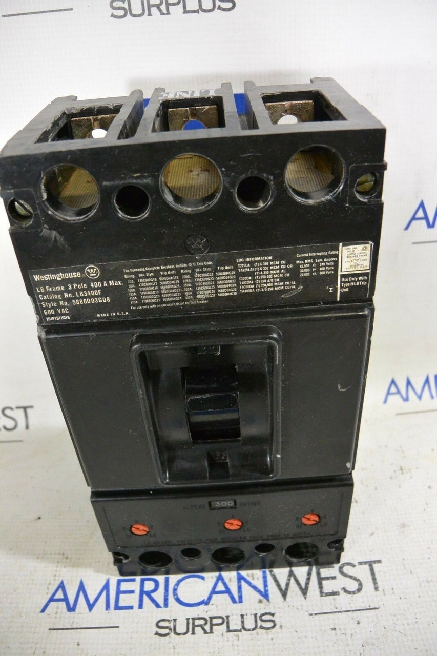 Interruptor Westinghouse MA de 3 Polos 600 Amp usado a la venta Interruptor Westinghouse MA de 3 Polos 600 Amp usado a la venta