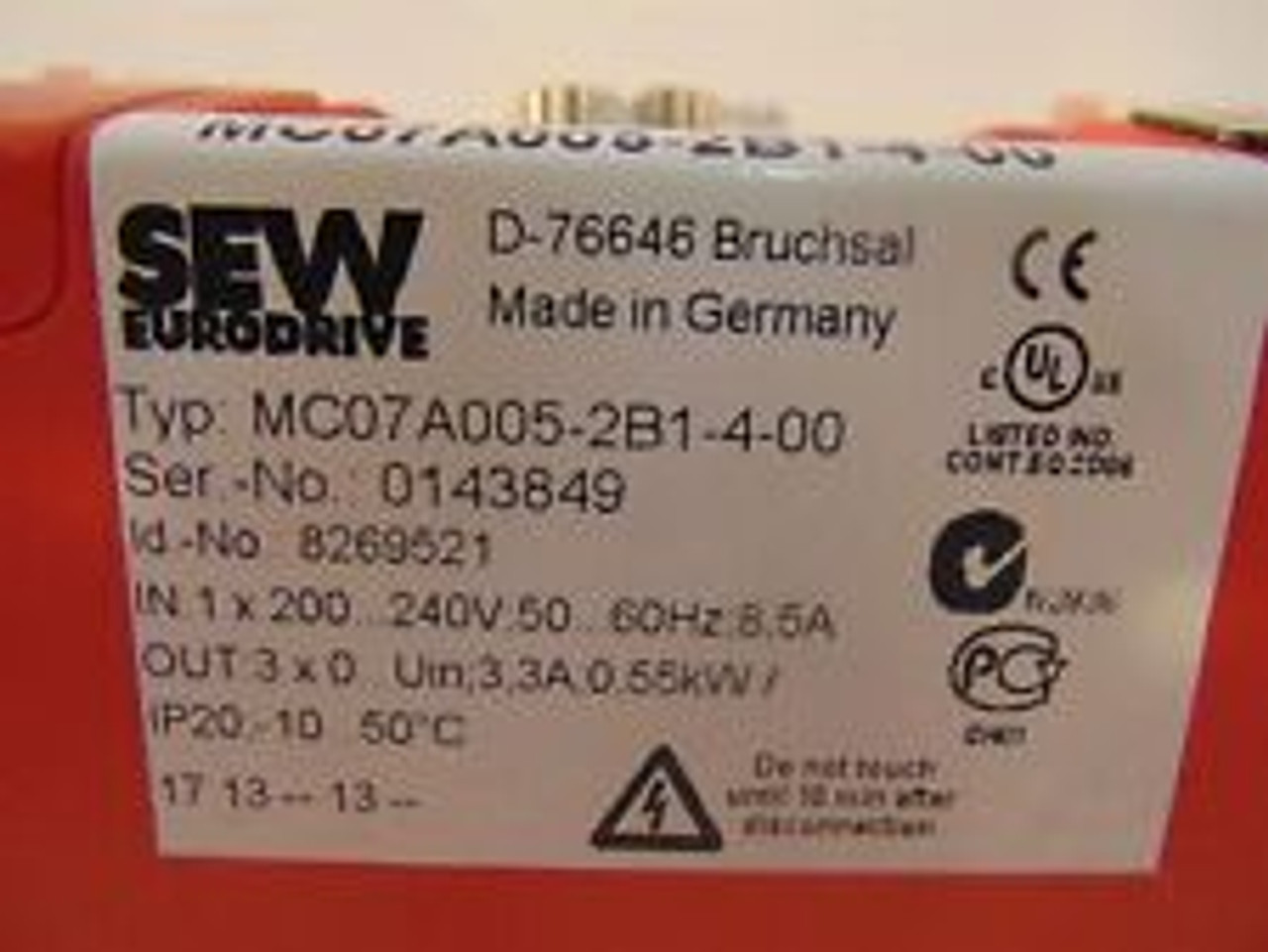 sew eurodrive movitrac mc07a005-2b1-4-00 frequency converter ...