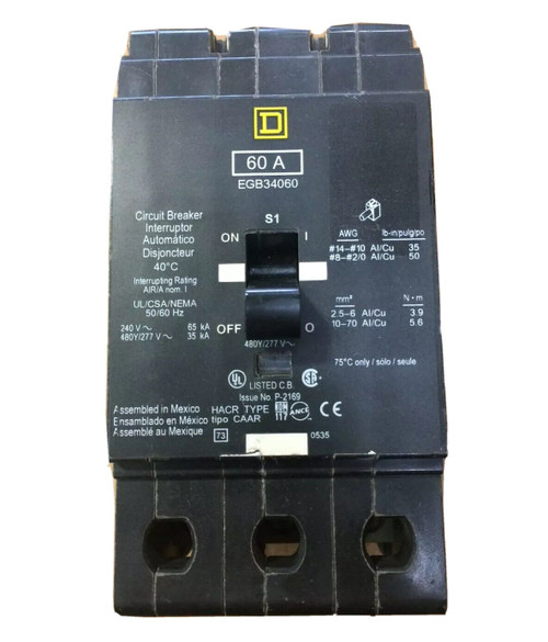 Egb34060 Square D 60A 277/480V 3P Circuit Breaker