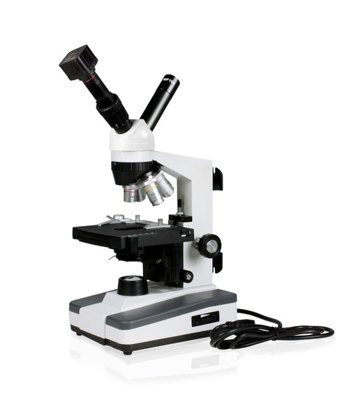 dual view elementary level compound microscope, 2 mp digital eyepiece camera