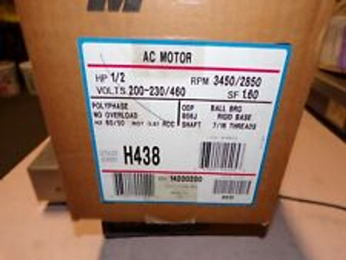 Magnetek 1/2 Hp Ac Electric Pump Motor B56J 200-230/460 Vac 3 Ph 3450 Rpm