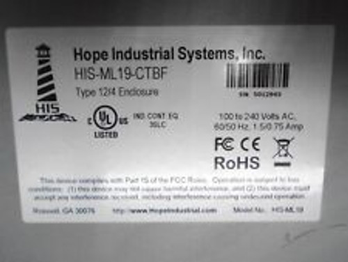 Hope His-Ml19-Ctbf Touchscreen Interface 100-240Vac 60/50Hz 1.5/0.75A