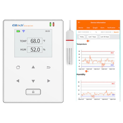 Elitech Rcw-800 Wifi Temperature Humidity Data Logger Intelligent Monitor Record