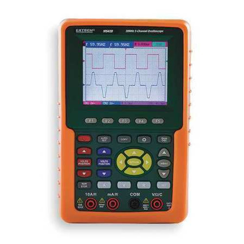 Extech Ms420 Handheld Digital Oscilloscope, 20 Mhz, 2 Channels, 3.8 In Color Lcd