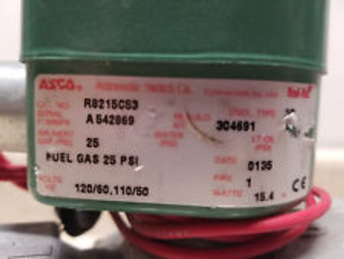 Asco R8215C53 1"Npt 120/60 Fuel Gas 25 Psi Solenoid Shut Off Valve