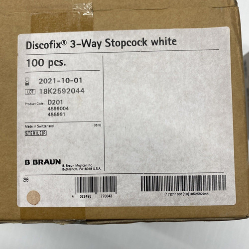 braun discofix 3-way stopcock white box of 100