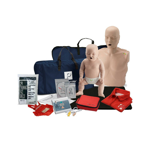 adult and infant cpr manikin kit with a 50 pack of mcr training shields