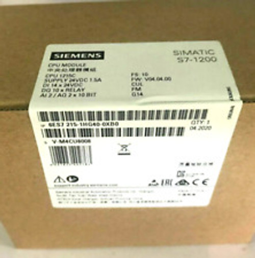 Siemens 6Es7215-1Hg40-0Xb0 Simatic S7-1200 Compact Cpu 6Es7 215-1Hg40-0Xb0