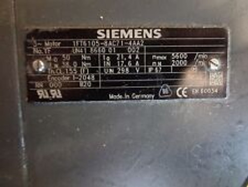 Siemens 1Ft6105-8Ac71-4Aa2 (Reworked Motor)