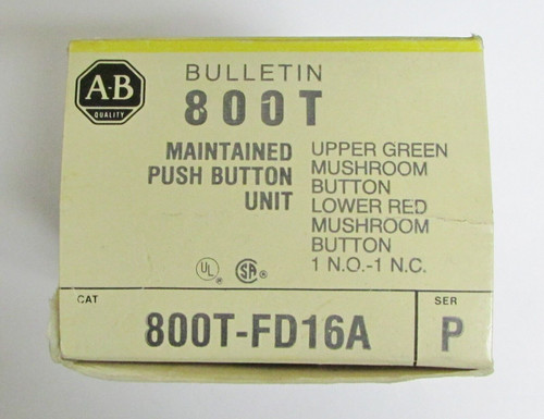 Allen Bradley Maintained Green & Red Mushroom Interlocked Push Button 800T Fd16A