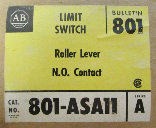 Allen Bradley Roller Lever N.O. Contact Limit Switch 801 Asa11