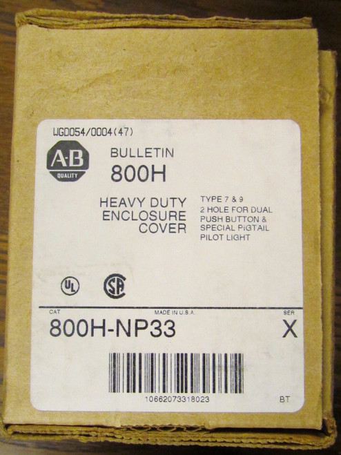 Allen Bradley Type 7 & 9 Heavy Duty Push Button Enclosure Cover 800H Np33