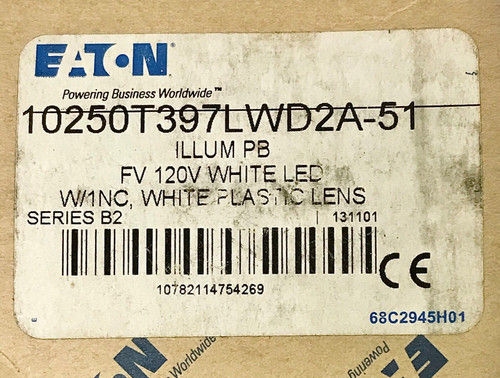 Eaton 10250T397Lwd2A 51 White 120 Vac Led Illuminated Pushbutton
