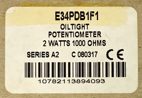 Cutler Hammer E34Pdb1F1 1000 Ohms 2 Watts 50 Vac Max Potentiometer 1K Ohm
