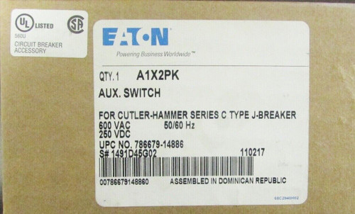 Cutler Hammer A1X2Pk J Frame Breaker Auxiliary Switch 1491D45G02