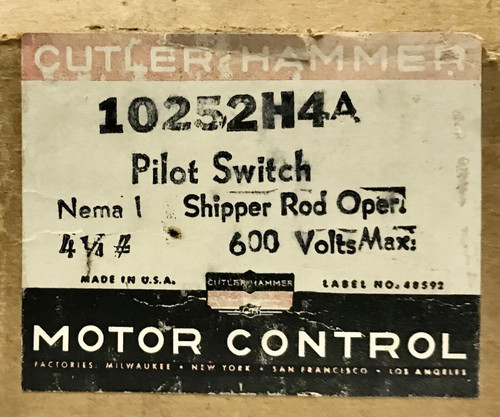 Cutler Hammer 10252H4A Shipper Rod Lever Pilot Switch Limit Switch 600 Vac
