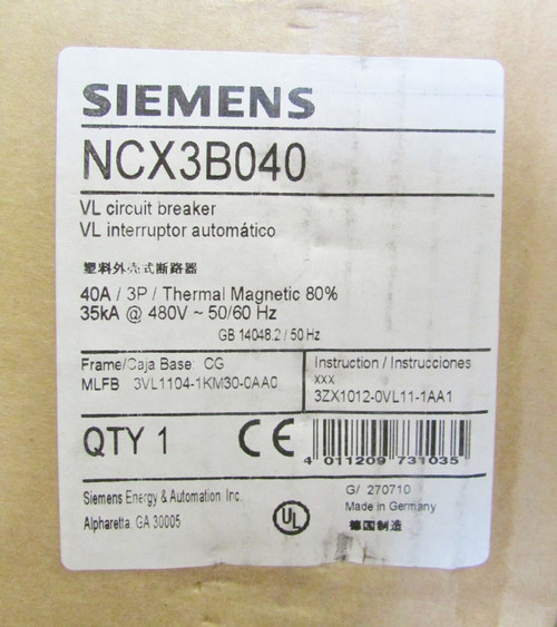 Siemens Circuit Breaker Ncx3B040