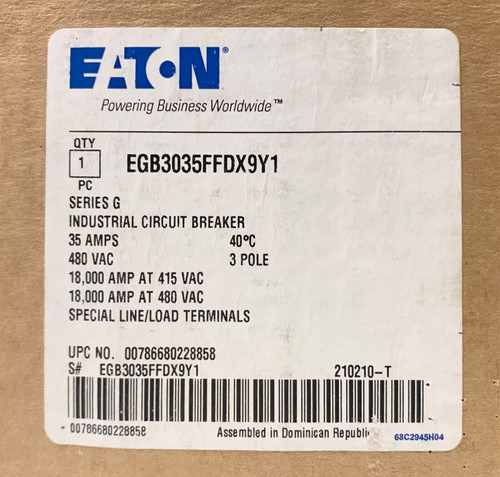 eaton industrial egb3035ffdx9y1 3 pole 35 amp e125b circuit breaker egb3035 with multi wire